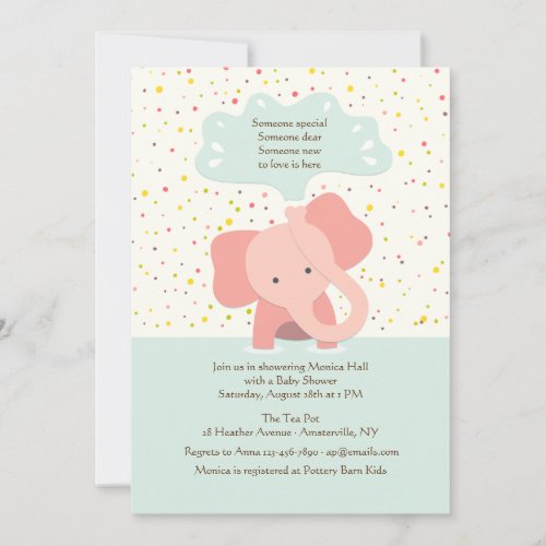 Baby Elephant Shower Invitation