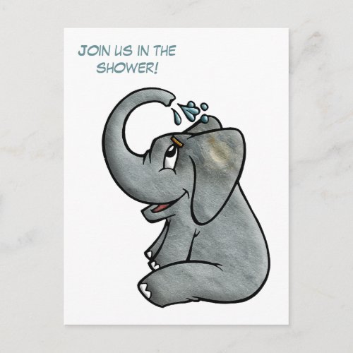 Baby Elephant Shower Invitation Postcard