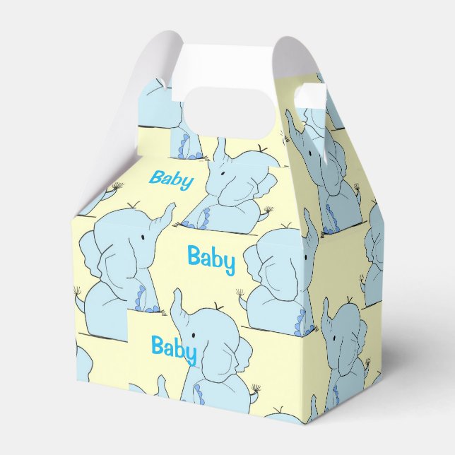 Baby Elephant Shower Paper Favor Box, Gable Boxes (Front Side)