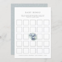 baby elephant sitting baby shower bingo game card