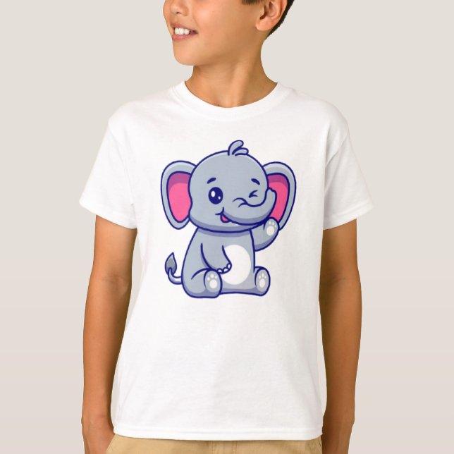 Baby Elephant Sitting Waving Hand-23800 T-Shirt (Front)