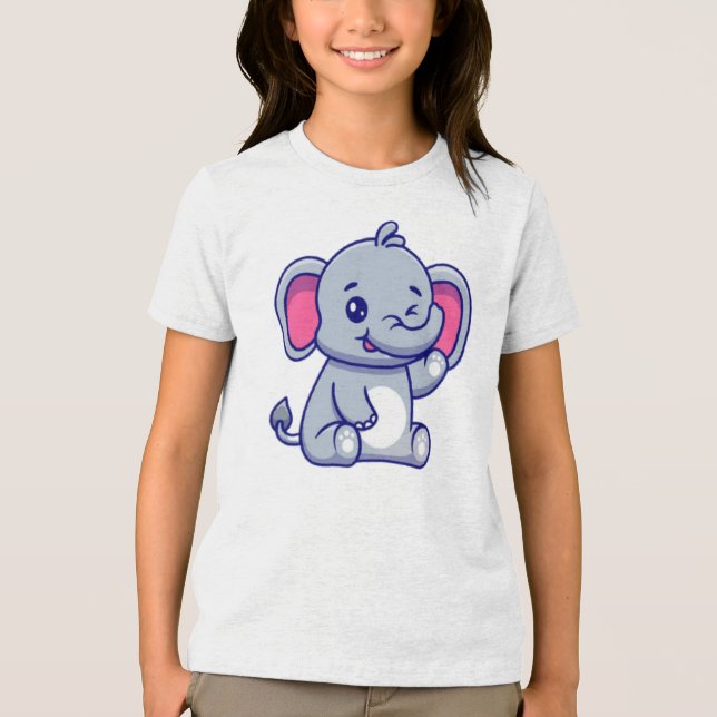 Baby Elephant Sitting Waving Hand-23800 Tri-Blend Shirt (Front)