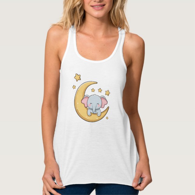 Baby elephant sleeping tank top (Front)