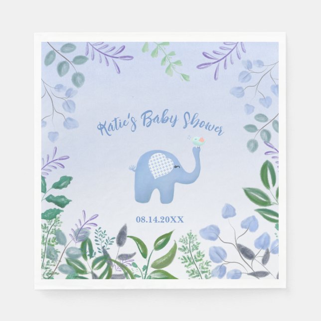  Baby Elephant Song Bird Baby Shower  Napkins (Front)