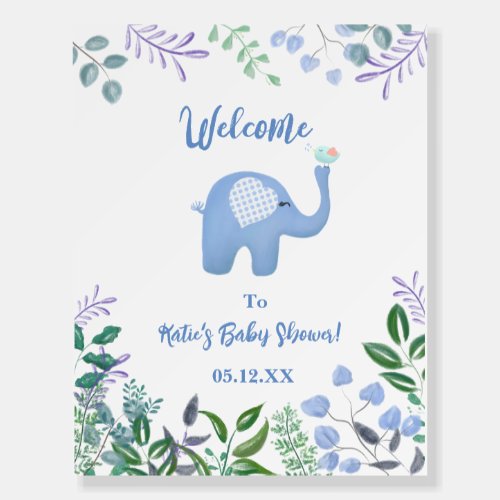  Baby Elephant Song Bird Baby Shower Welcome Foam Board