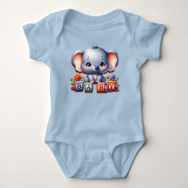 Baby Elephant Speller Bodysuit (Front)