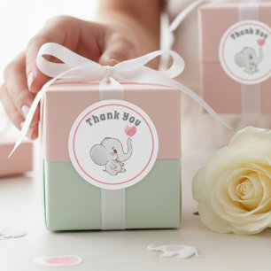 Baby Elephant Thank You Party Favor Sticker