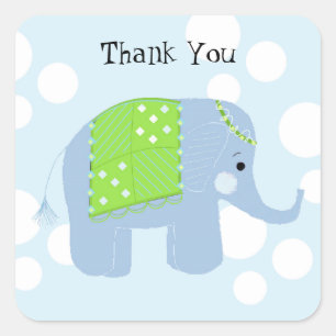 Baby Elephant Thank You Square Sticker