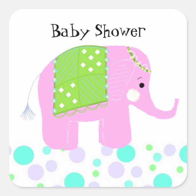 Baby Elephant Thank You Square Sticker (Front)