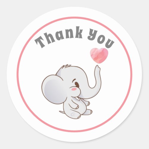 Baby Elephant Thank You Sticker