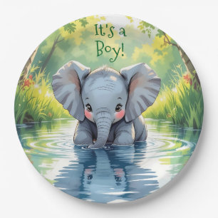 Baby Elephant Themed Baby Shower Paper Plates