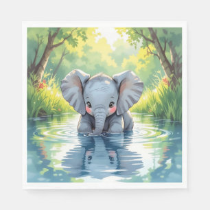 Baby Elephant Themed Birthday Party Napkins