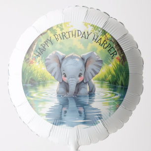 Baby Elephant Themed Personalized Birthday Party Balloon