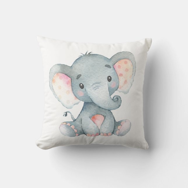 Baby Elephant Throw Pillow (Front)