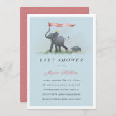 Baby elephant Tortoise Parade Baby Shower Invitation (Front/Back)