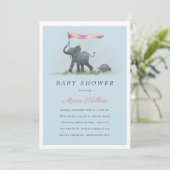 Baby elephant Tortoise Parade Baby Shower Invitation (Standing Front)