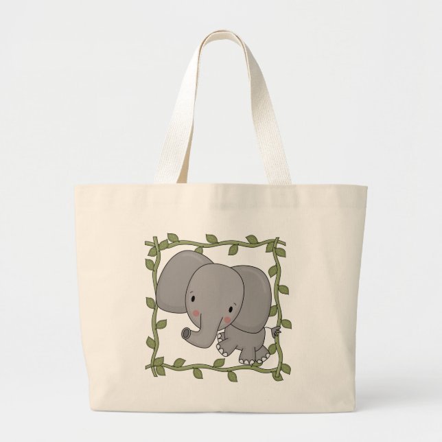 Baby Elephant Tshirts and Gifts Large Tote Bag (Front)