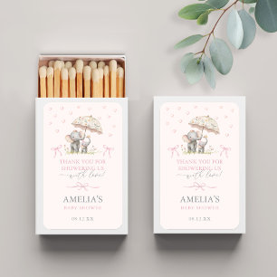 Baby Elephant Umbrella Baby Shower Thank You Favor Matchboxes