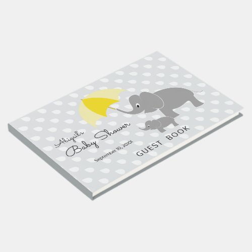 Baby Elephant Umbrella Gender Neutral Baby Shower Guest Book