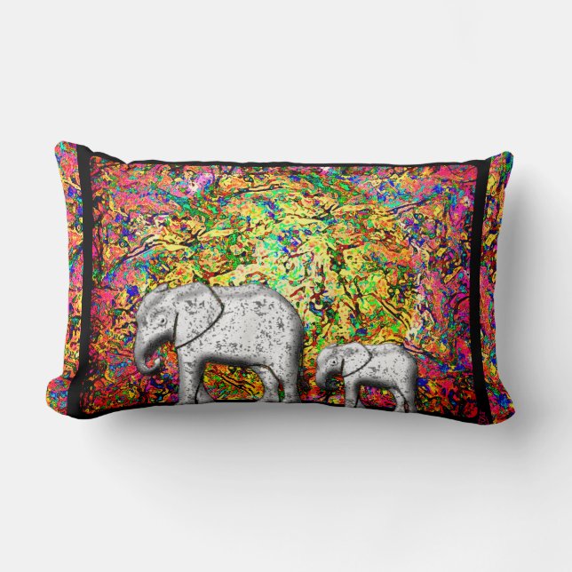 Baby Elephant Walk Lumbar Pillow (Front)