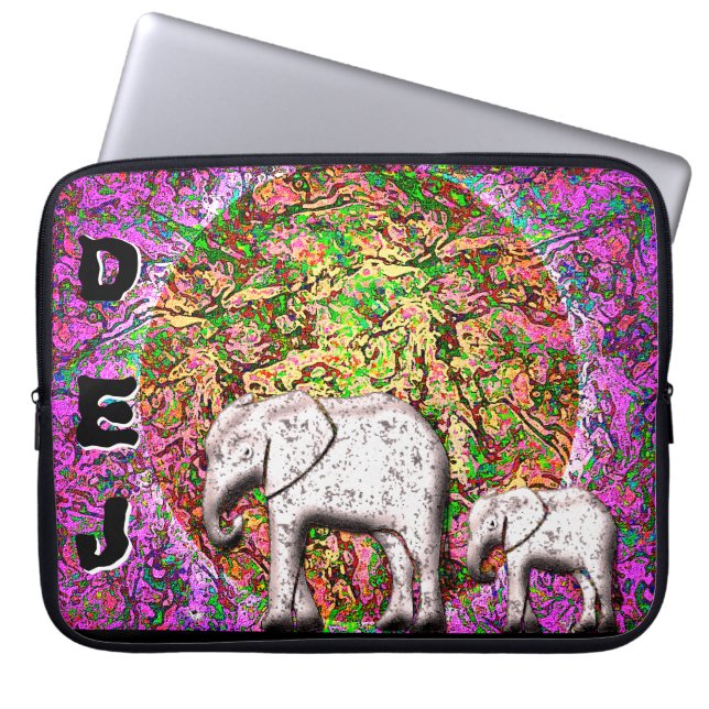 Baby Elephant Walk (Monogrammed Accessory Bag) Laptop Sleeve (Front)