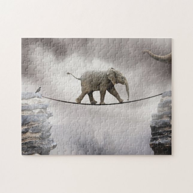 Baby Elephant Walks The Tightrope Jigsaw Puzzle (Horizontal)