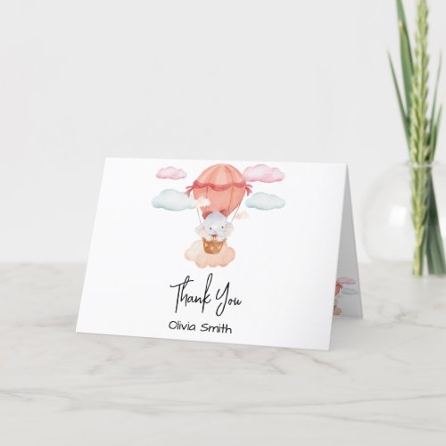 Baby Elephant Water Balloon Baptism Thank You Card