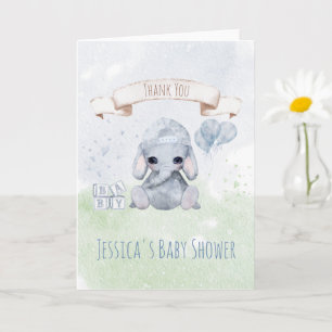 Baby Elephant Watercolor Animals  Thank You Card