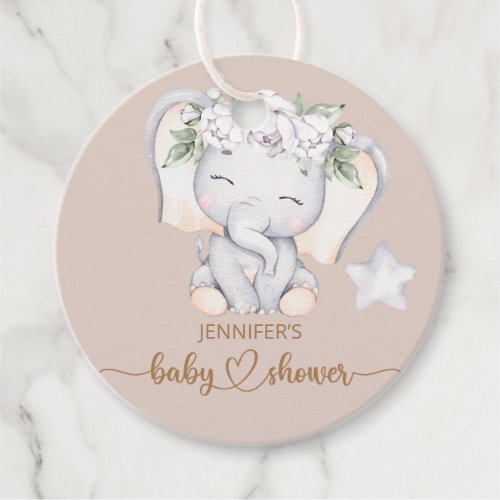 Baby Elephant Watercolor Baby Shower Favor Tags