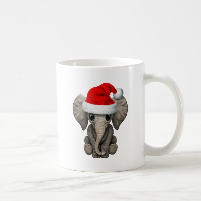 Baby Elephant Wearing a Santa Hat Coffee Mug (Right)