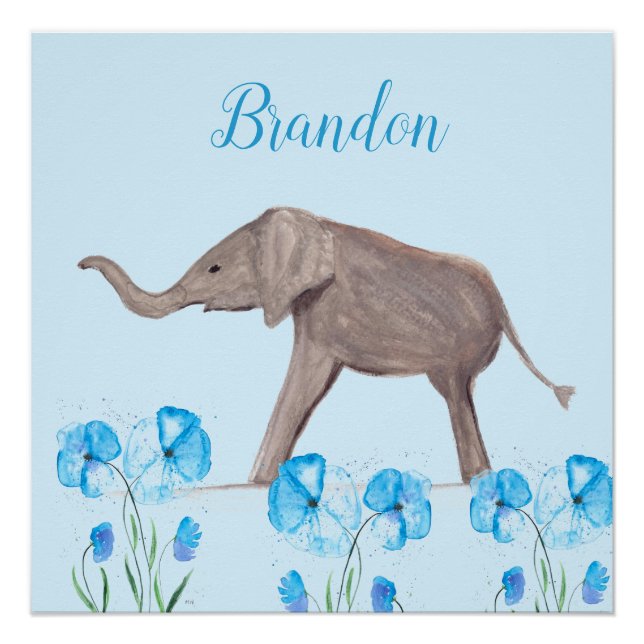 Baby Elephant wildlife Animal For Kids art Boy Poster (Front)