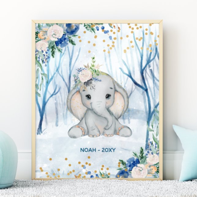 Baby Elephant Winter Scene - Nursery Poster (Creator Uploaded)
