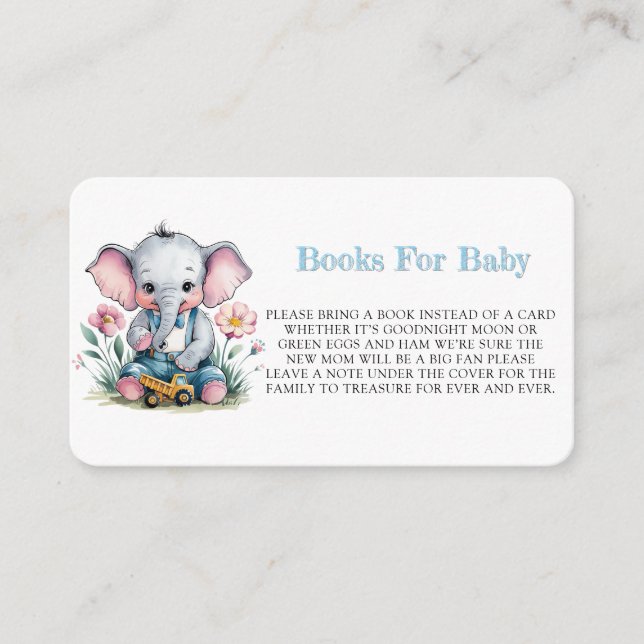 Baby Elephant with a Truck Books For Baby Enclosure Card (Front)