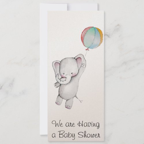 Baby Elephant with Balloon Baby Shower Invitation