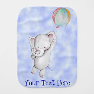 Baby Elephant with Balloon Customizable Burp Cloth
