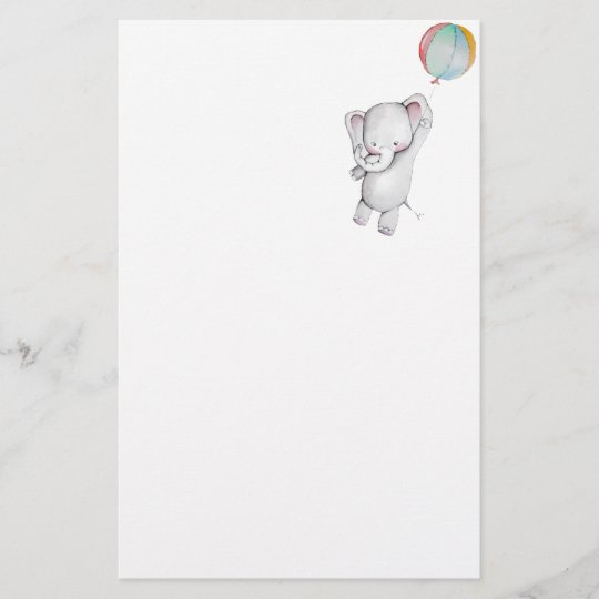 Baby Elephant with Balloon Stationery