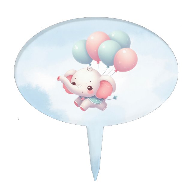  baby elephant with balloons cake topper (Front)