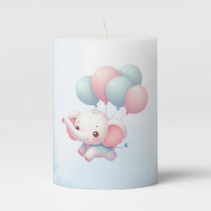 baby elephant with balloons pillar candle