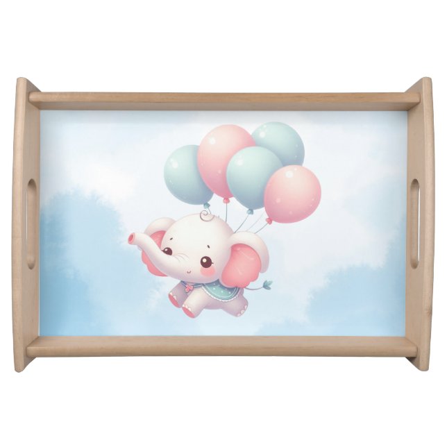 baby elephant with balloons serving tray (Front)