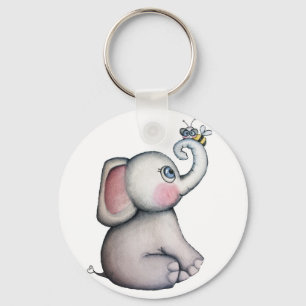 Baby Elephant with Bee Keychain