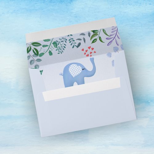 Baby Elephant With Blowing Hearts Envelope