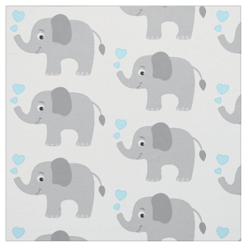 Baby Elephant with Blue Hearts Fabric