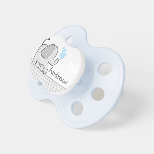 Baby Elephant with Blue Hearts Pacifier (Front Right)