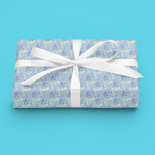 Baby Elephant With Cross and Dove Baptism  Wrapping Paper