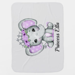 Baby Elephant with Flowers   Blanket
