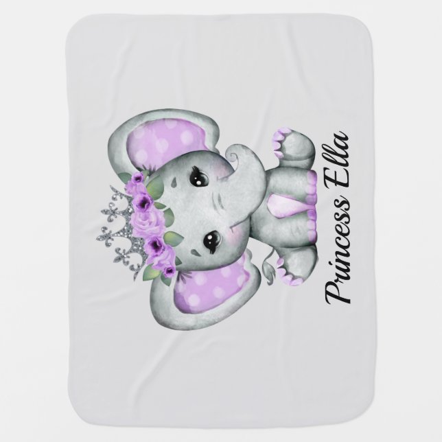 Baby Elephant with Flowers   Blanket (Front)