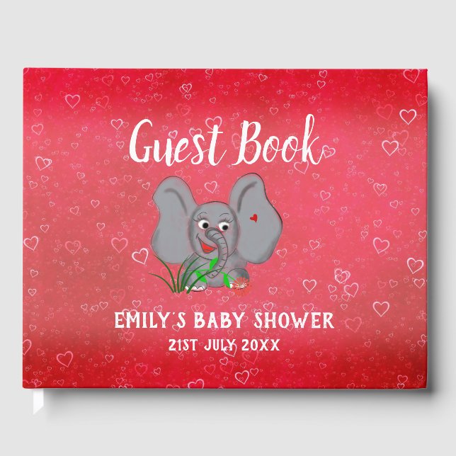 Baby Elephant With Grass And Flower Guest Book (Front)