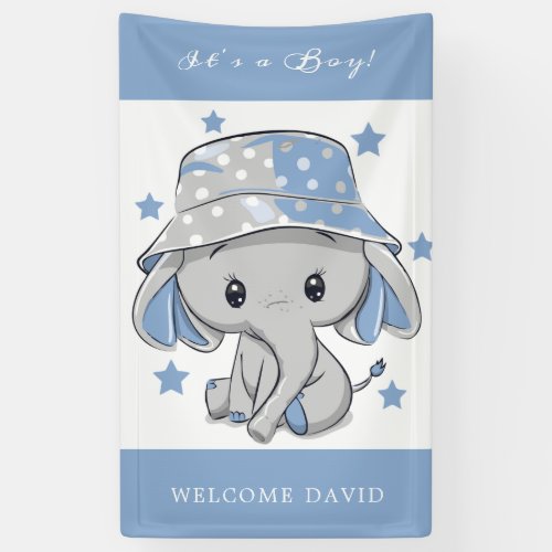 Baby Elephant With Hat Baby Shower Banner