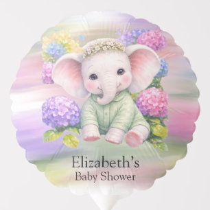 Baby Elephant with Hydrangeas Baby Shower Favor Balloon
