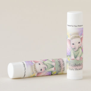 Baby Elephant with Hydrangeas Baby Shower Favor Lip Balm